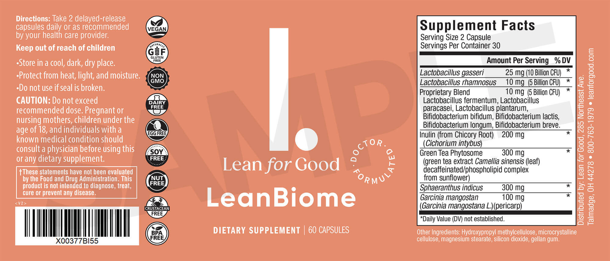 leanbiome supplement facts